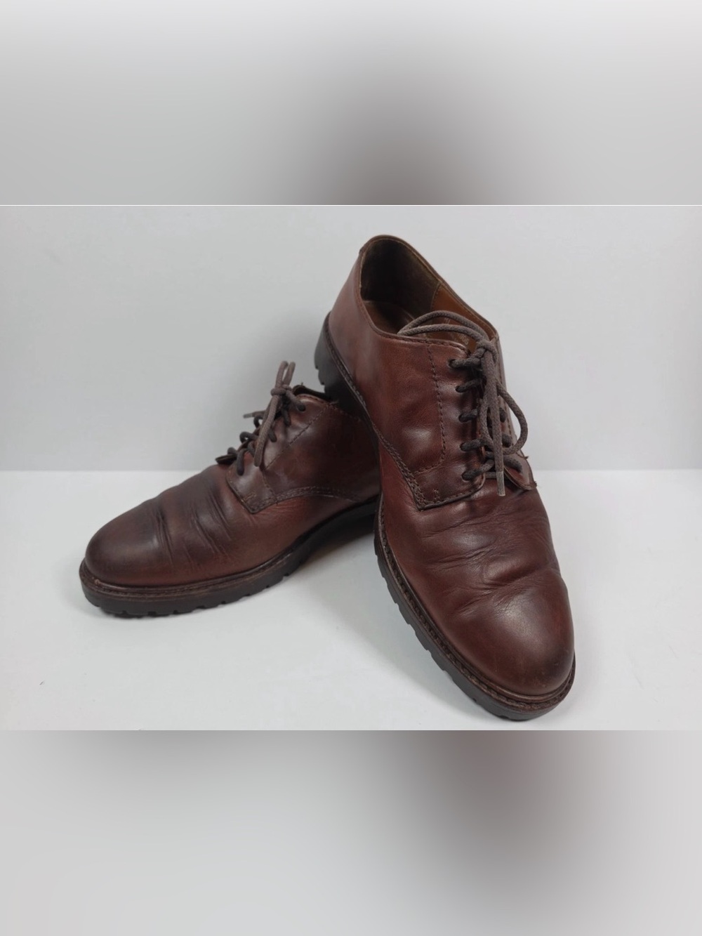 Vtg Polo Ralph Lauren Country Men Leather Derby Shoes Brown Lug Sole 10D
